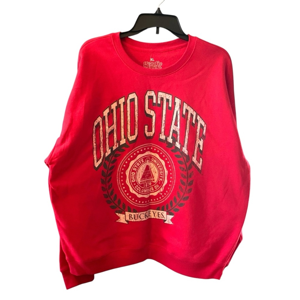 OHIO STATE RED BUCKEYES Crewneck Sweatshirt, Goodie Two Sleeves, Sz XL, NWT